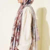 Floral Pattern Detailed Bamboo Crinkle Scarf - Afbeelding 3