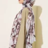 Floral Pattern Detailed Bamboo Crinkle Scarf Stone – Bild 3