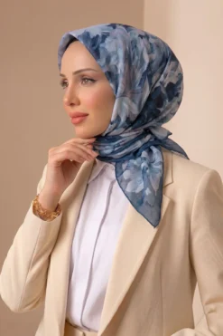 Flower Pattern Scarf Series Indigo
