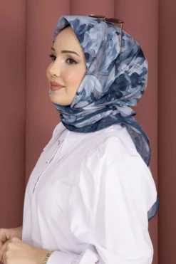 Vista alternativa de Flower Pattern Scarf Series Indigo
