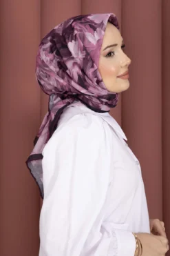 Vista alternativa de Flower Pattern Scarf Series Purple