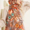 Floral Pattern French Silk Shawl Beige - Afbeelding 2