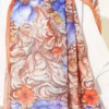 Floral Pattern French Silk Shawl Orange – Image 4