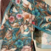 Floral Pattern French Silk Shawl Petrol – Image 4