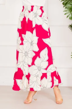 Alternative view of Flower Pattern Skirt Fuchsia