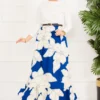 Flower Pattern Skirt Indigo