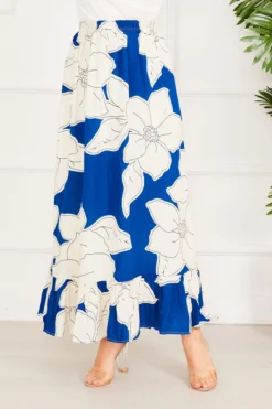 Alternative view of Flower Pattern Skirt Indigo