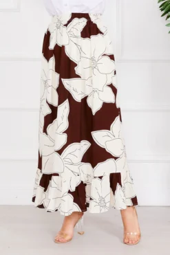 Alternative view of Flower Pattern Skirt Brown