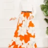 Flower Pattern Skirt Orange