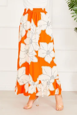Alternative view of Flower Pattern Skirt Orange