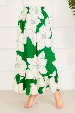 Alternative view of Flower Pattern Skirt Emerald