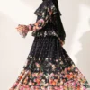 Floral Ruffle Detail Collar Dress Black - Image 3