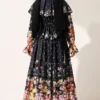 Floral Ruffle Detail Collar Dress Black - Image 4
