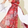 Floral Italian Chiffon Scarf Burgundy – Bild 2