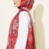 Floral Italian Chiffon Scarf Burgundy – Bild 3