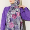 Floral Italian Chiffon Scarf Grey - Afbeelding 2