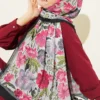 Floral Italian Chiffon Scarf Grey - Afbeelding 5