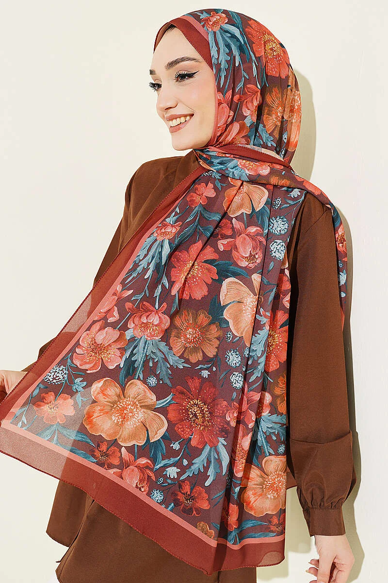 Floral Italian Chiffon Scarf
