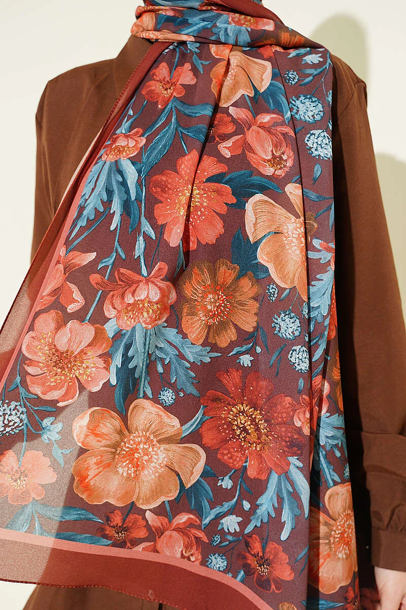 Floral Italian Chiffon Scarf - الصورة 4