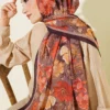 Floral Italian Chiffon Scarf Plum