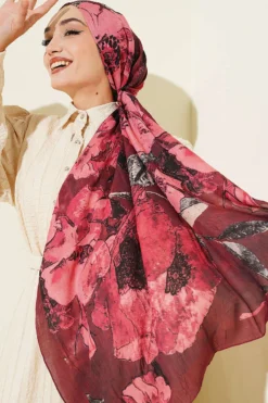 Alternative Ansicht von Floral Liva Crush Modal Scarf Burgundy