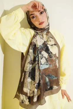 Floral Liva Crush Modal Scarf Khaki