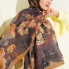 Floral Liva Crush Modal Scarf Mustard