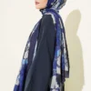 Floral Liva Crush Modal Scarf Navy Blue – Image 3