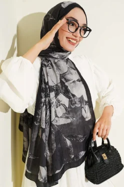 Alternative Ansicht von Floral Liva Crush Modal Scarf Black