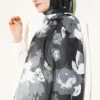 Floral Patterned Ribbed Shawl Black - Image 2