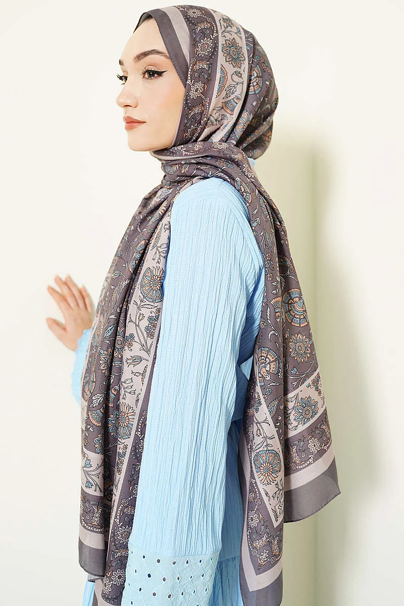 Floral Motif Soft Shawl Mink - Afbeelding 3