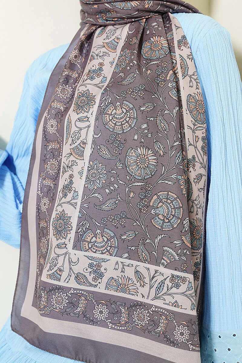 Floral Motif Soft Shawl Mink - Afbeelding 4