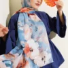 Floral Digital Print Scarf Blue