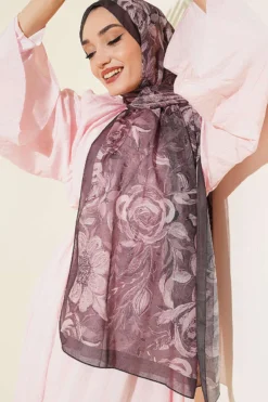 Alternative view of Floral Linen Shawl Brown