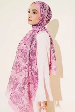 Alternative Ansicht von Floral Linen Shawl Pink