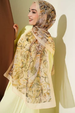Floral Linen Shawl Yellow