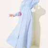 Striped Belted Button Dress Blue