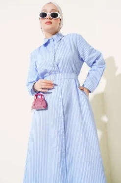 Alternative Ansicht von Striped Belted Button Dress Blue
