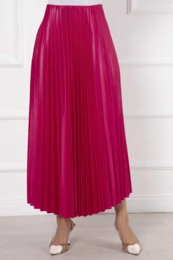 Alternative view of Thin Pleated Long Modest Skirt Fuchsia