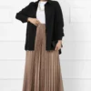 Thin Pleated Long Modest Skirt Mink