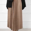 Thin Pleated Long Modest Skirt Mink - immagine 2