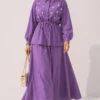 Pearl Flower Waist Tunic Skirt Set Lilac - Image 2