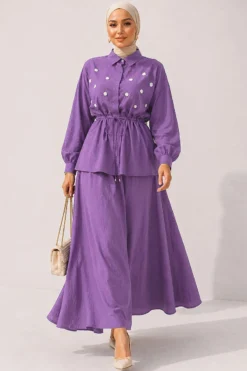 Alternative view of Pearl Flower Waist Tunic Skirt Set Lilac