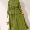 Pearl Flower Waist Tunic Skirt Set