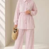 Pearl Flower Hidden Button Two-Piece Set Pink - immagine 3