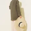 Pearl Flower Embroidered Modal Shirt Khaki – Image 2