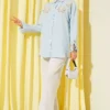 Pearl Flower Embroidered Modal Shirt Blue – Bild 2
