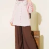 Pearl Flower Embroidered Modal Shirt Pink - Afbeelding 2