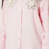 Pearl Flower Embroidered Modal Shirt Pink - Afbeelding 4