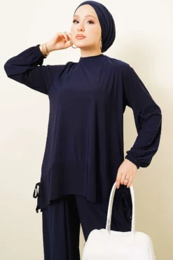 Alternative view of Sandy Two-Piece Set with Trousers Navy Blue